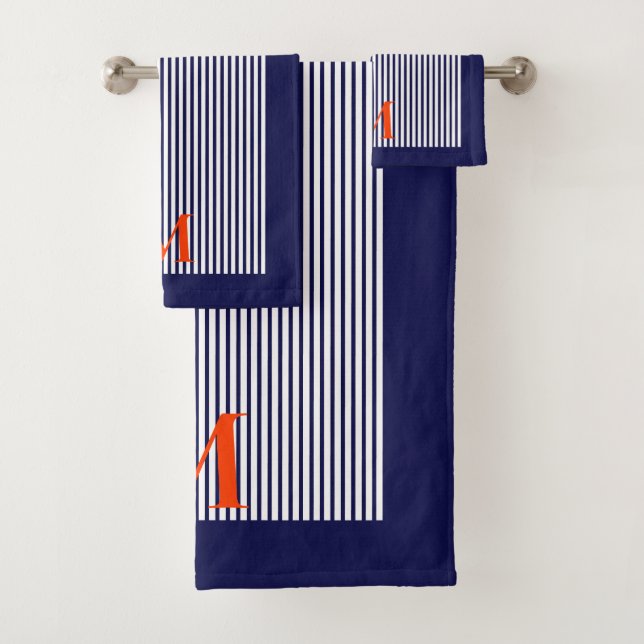 Conjunto De Toalhas Na moda Vertical Blue Stripes Litoral (Insitu)