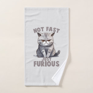 Conjunto De Toalhas Não Rápido, Apenas Furioso - Humor De Gato Cinza