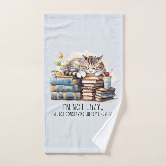 Conjunto De Toalhas Não sou Gato Preguiçoso (Toalha de mão)