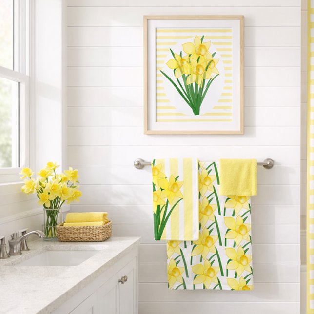 Conjunto De Toalhas Narcisos Amarelos Flores de Primavera (Criador carregado)