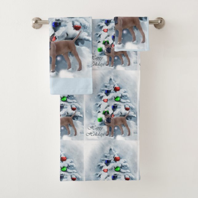 Conjunto De Toalhas Natal belga Malinois (Insitu)