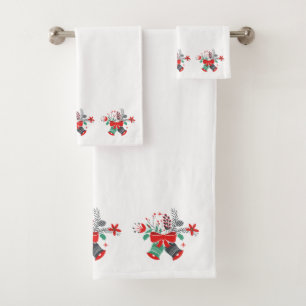 Conjunto De Toalhas Natal Bell colorido & ramalhete das flores