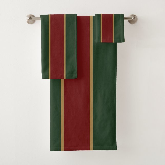 Conjunto De Toalhas Natal Clássico Verde e Vermelho com Corte Dourado (Insitu)
