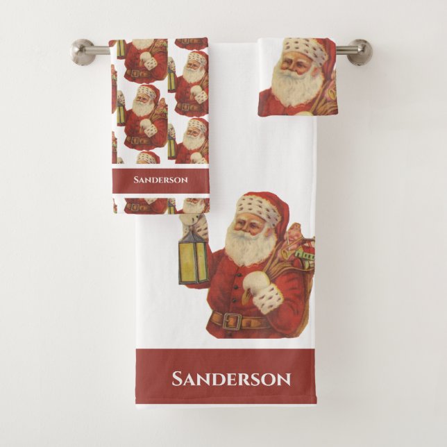 Conjunto De Toalhas Natal Clássico Vintage Santa Claus (Insitu)