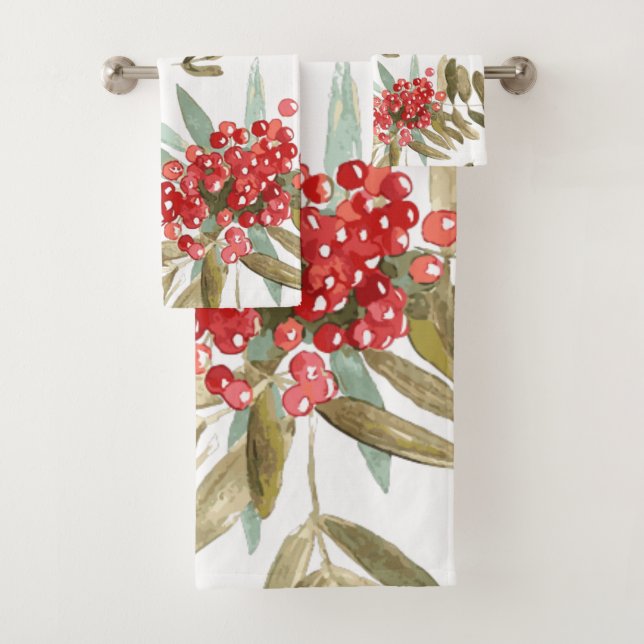 Conjunto De Toalhas Natal com Aquarela FestivaNatalBerries (Insitu)
