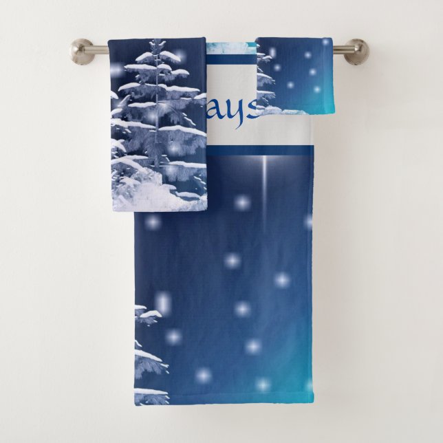 Conjunto De Toalhas Natal da Marcha das Maravilhas Blue and Silver Win (Insitu)