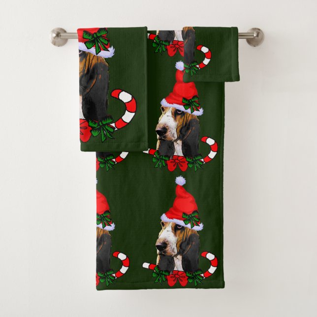 Conjunto De Toalhas Natal de Papais noeis de Caça Basset (Insitu)