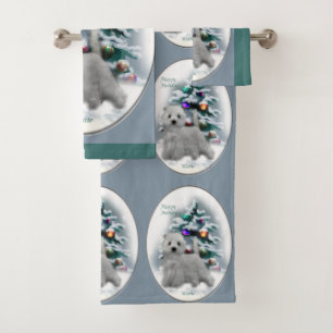 Conjunto De Toalhas Natal de Terrier branco de montanhas ocidentais