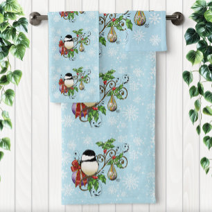 Conjunto De Toalhas Natal do Chickadee de inverno