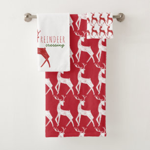 Conjunto De Toalhas Natal do cruzamento da rena & da rena dos flocos