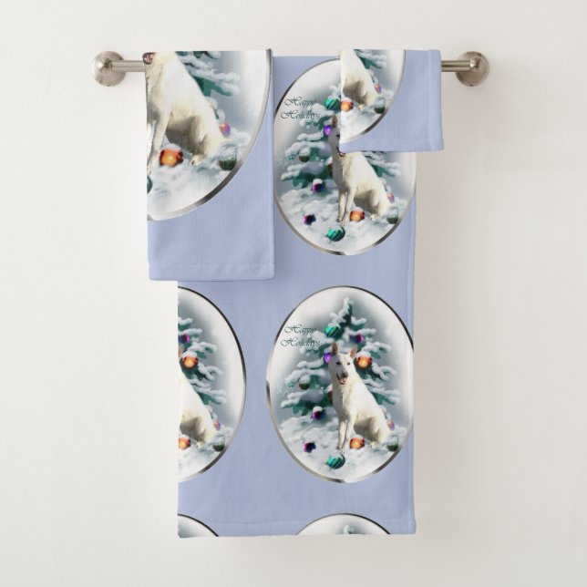 Conjunto De Toalhas Natal do German shepherd Branco (Insitu)