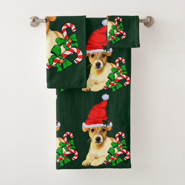 Conjunto De Toalhas Natal do Jack Russell Terrier (Insitu)