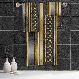 Conjunto De Toalhas Natal Dourado preto Fa La Pattern#27 ID1009