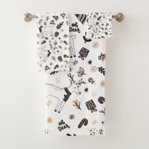 Conjunto De Toalhas Natal Feriado Oh Deer Reindeer Sem Olhos Padrão