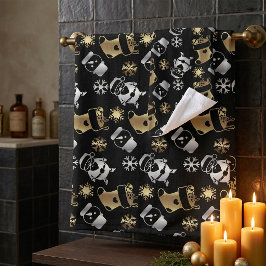 Conjunto De Toalhas Natal Festivo Falso Ouro Prata Papai Noel Boneco d