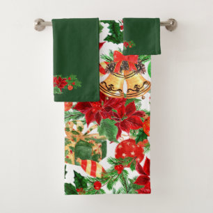 Conjunto De Toalhas Natal floral da poinsétia