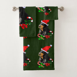 Conjunto De Toalhas Natal para o Conhound Negro e Tan