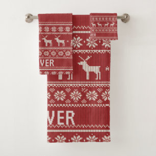 Conjunto De Toalhas Natal Personalizado de Rena Nórdica