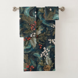 Conjunto De Toalhas Natal Vintage Elegante Brilho
