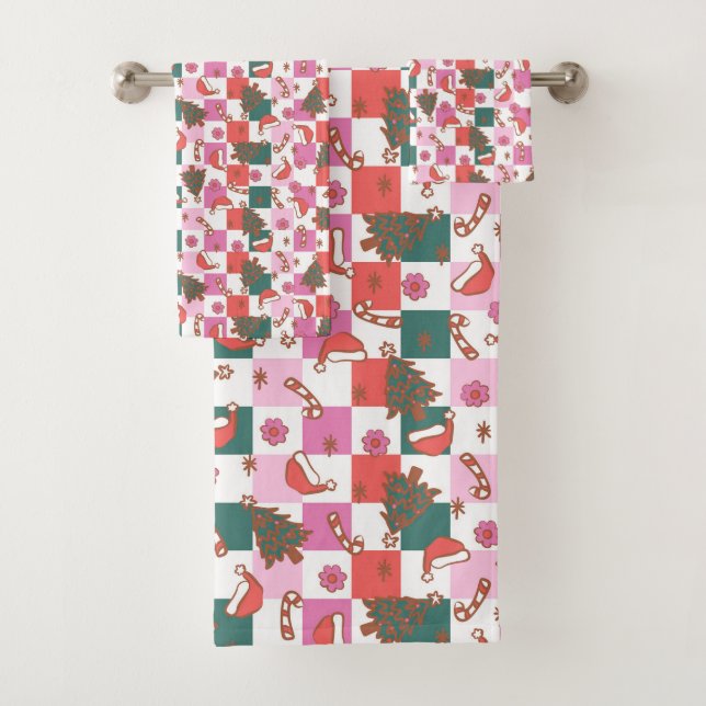 Conjunto De Toalhas Natal Whimsso Cheer Santa Hat e Candy Cane (Insitu)