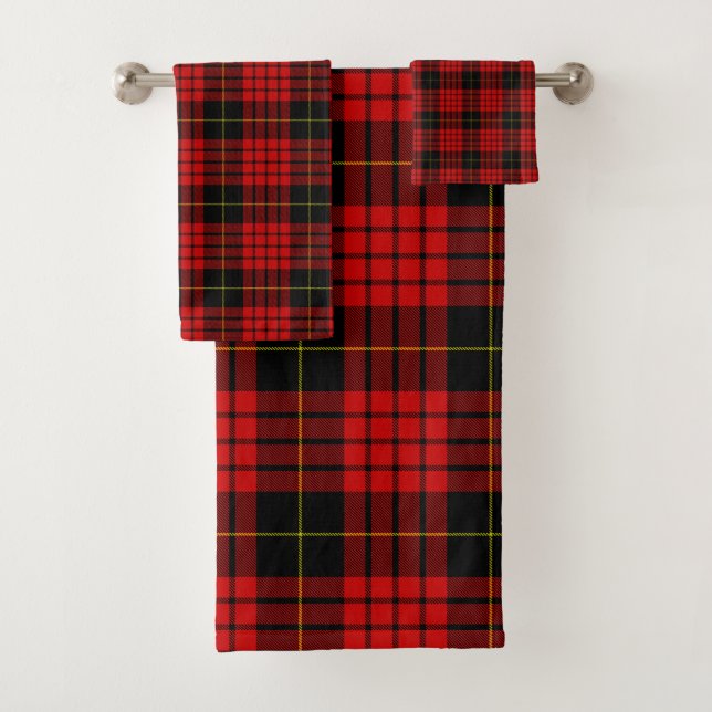 Conjunto De Toalhas Natal, Xadrez de Tartan Preto Amarelo Vermelho (Insitu)