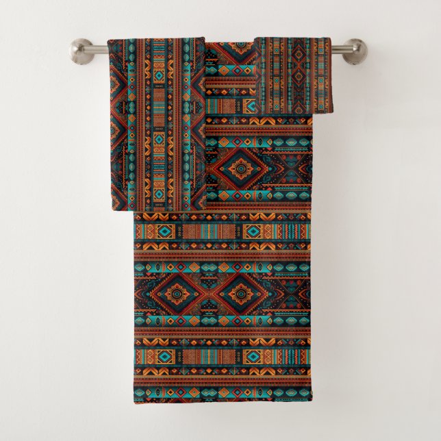 Conjunto De Toalhas Native American Pattern Boho Culture Abstrato Arts (Insitu)
