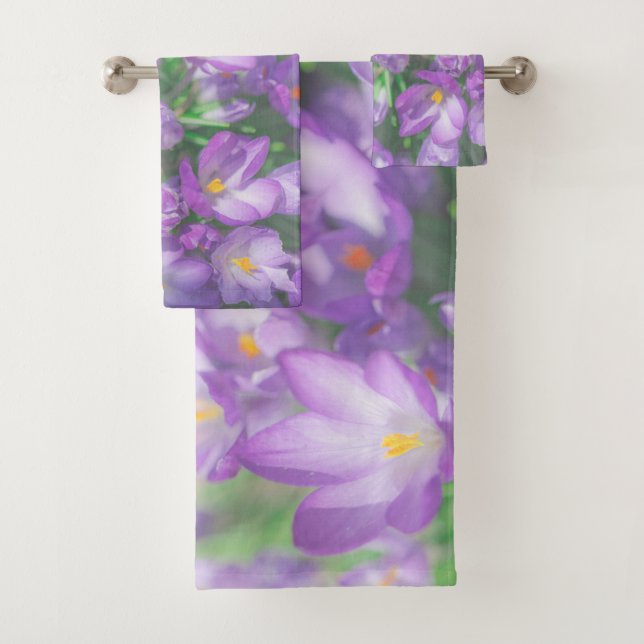 Conjunto De Toalhas Natureza Flores De Croco Roxo (Insitu)