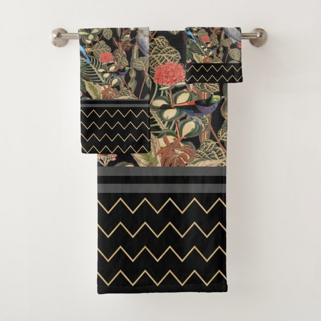 Conjunto De Toalhas Natureza Pássaros Vermelhos, Pretos, Cinzas (Insitu)