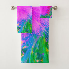 Conjunto De Toalhas Natureza Psicodélica Milkweed Roxo Ultra-Violeta