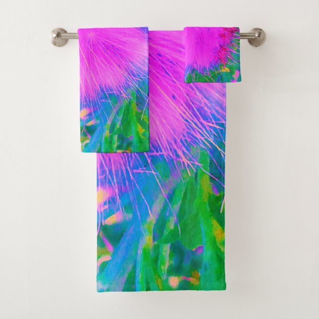 Conjunto De Toalhas Natureza Psicodélica Milkweed Roxo Ultra-Violeta (Insitu)