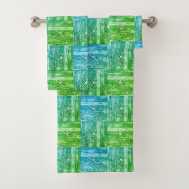 Conjunto De Toalhas Náutica Espadarte-da-índia Padrão Azul Verde