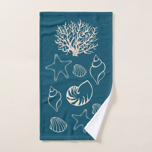 Conjunto De Toalhas Nautical Seashells Bath Towel Set (Toalha de mão)