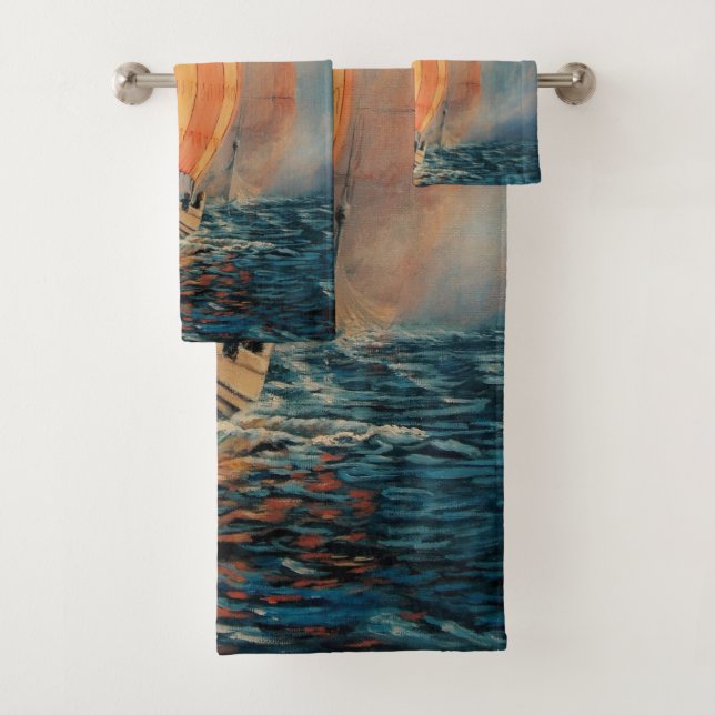 Conjunto De Toalhas Navio/barco longo à vela no leme (Insitu)