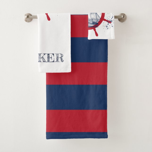 Conjunto De Toalhas Navio de vela náutico personalizado (Insitu)