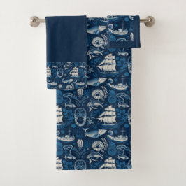 Conjunto De Toalhas Navio náutico e padrão oceânico n.o 4