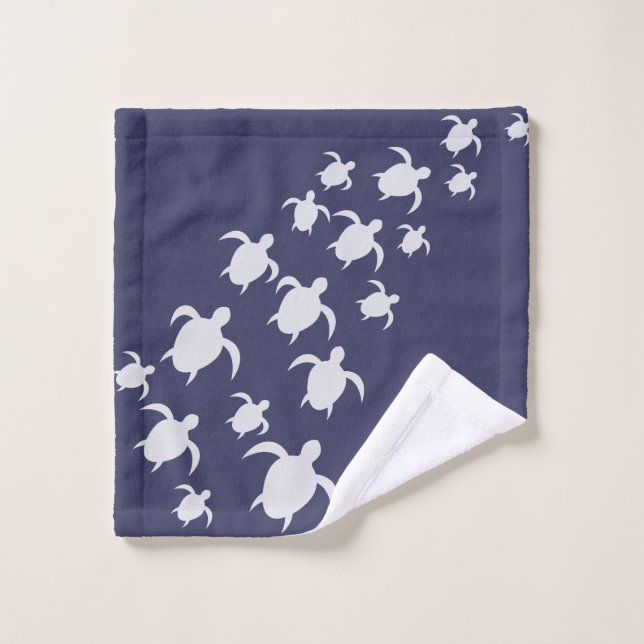 Conjunto De Toalhas Navy Blue Sea Turtle Bathroom Hand Towel  (Pano de lavar)