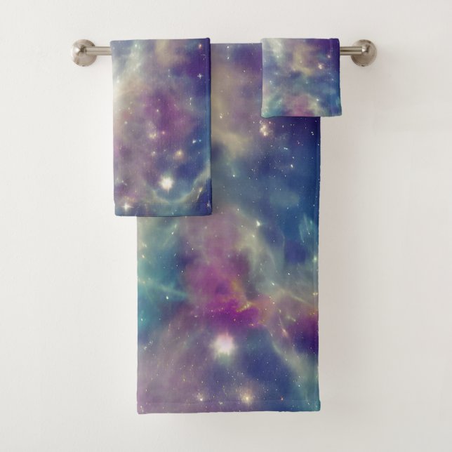 Conjunto De Toalhas Nebulosa Cósmica Violeta Azul Violeta (Insitu)