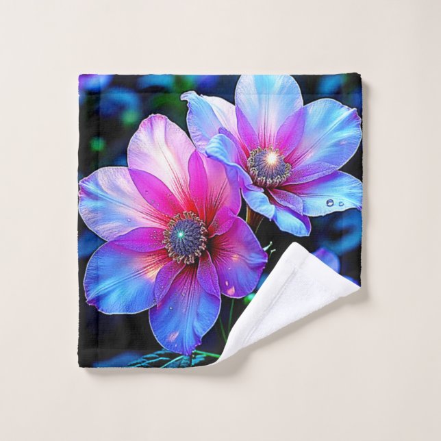 Conjunto De Toalhas Neon Bloom Flower Magic Design (Pano de lavar)