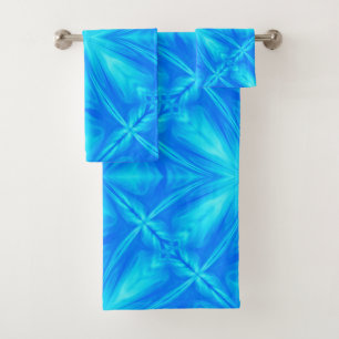 Conjunto De Toalhas Neon Blue Turquoise Psychedelic Cloudy Abstrato