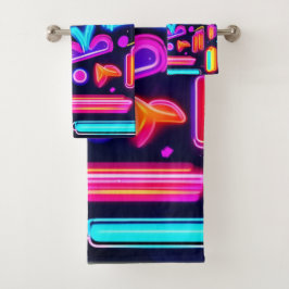 Conjunto De Toalhas Neon Dreamscape Symphony