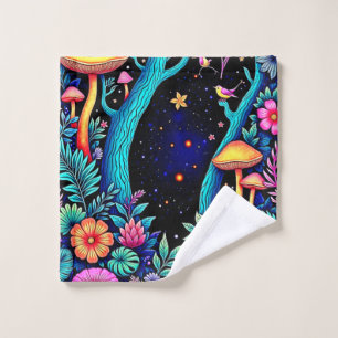 Conjunto De Toalhas Neon Fantasy Forest Night Design