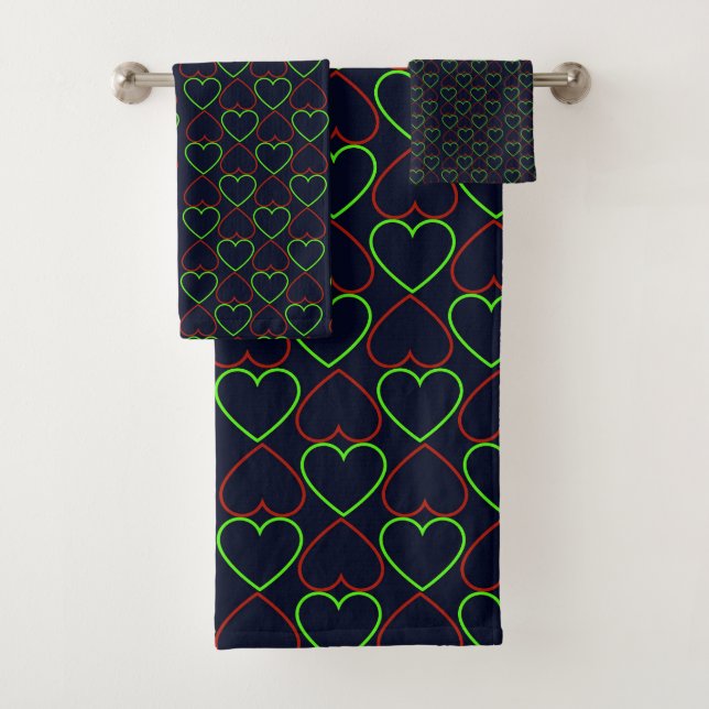 Conjunto De Toalhas Neon Hearts (Insitu)