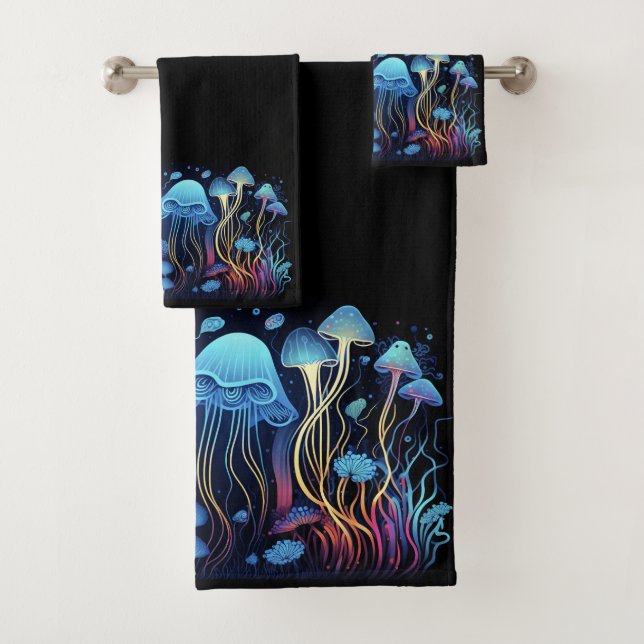 Conjunto De Toalhas Neon Jellyfish (Insitu)