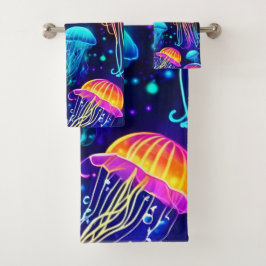 Conjunto De Toalhas Neon Jellyfish Dreams