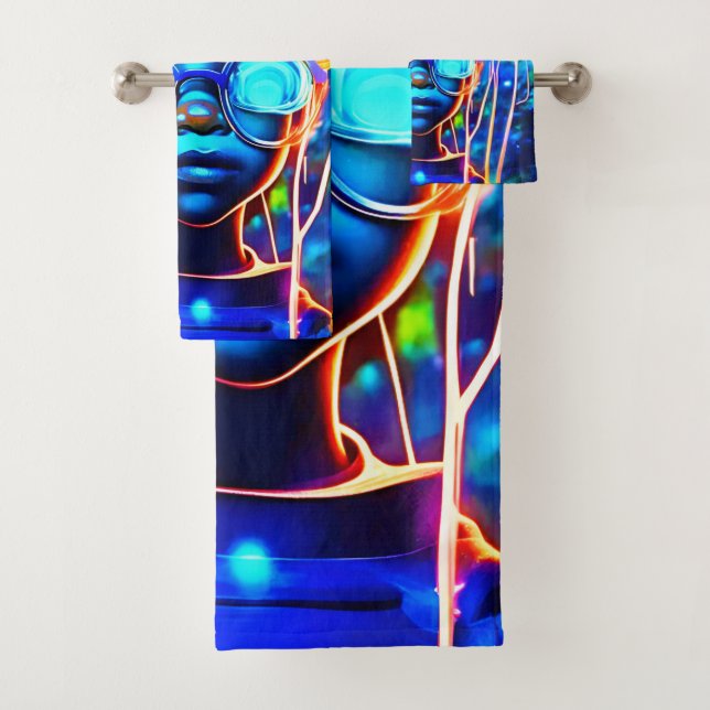 Conjunto De Toalhas Neon Jellyfish Vision (Insitu)