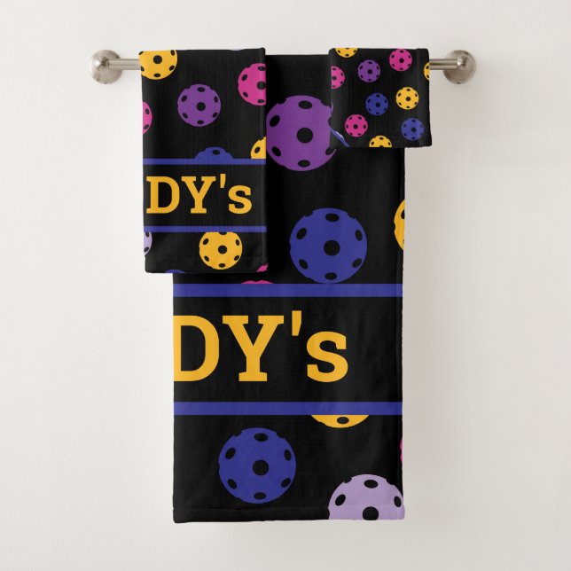 Conjunto De Toalhas Neon on black pickleball, texto personalizado (Insitu)