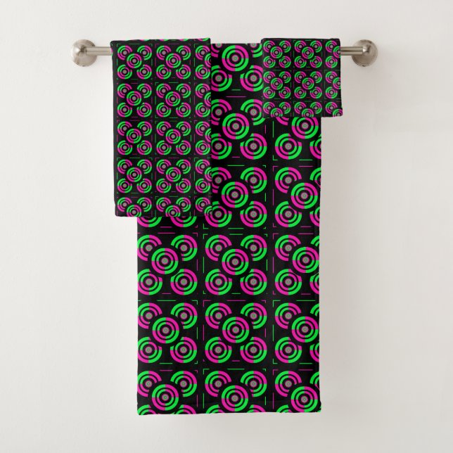 Conjunto De Toalhas Neon Verde e Rosa (Insitu)