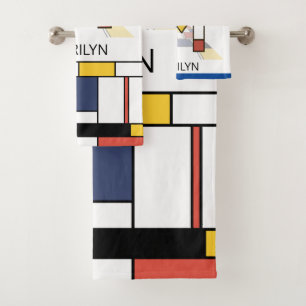 Conjunto De Toalhas Neoplasticismo Agradável Monograma de Arte. Letra