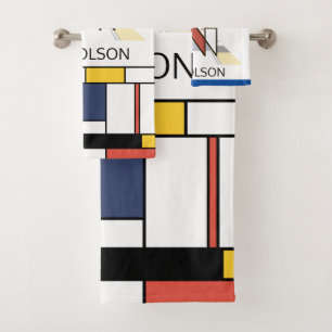 Conjunto De Toalhas Neoplasticismo Agradável Monograma de Arte. Letra