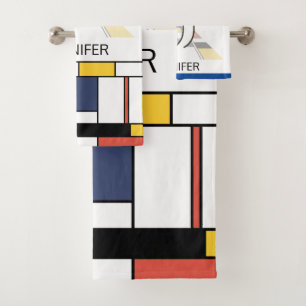 Conjunto De Toalhas Neoplasticismo Agradável Monograma de Arte. Letra